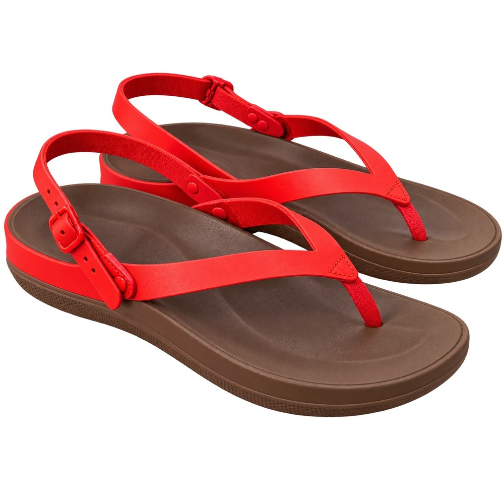 FitFlop Surfa Red Back-Strap Microwobbleboard Sandals Womens 8 E45-210
